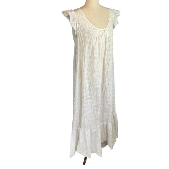 Free People Kyra Open Back Short Sleeve Maxi Shift Boho Dress White Large - Picture 9 of 12